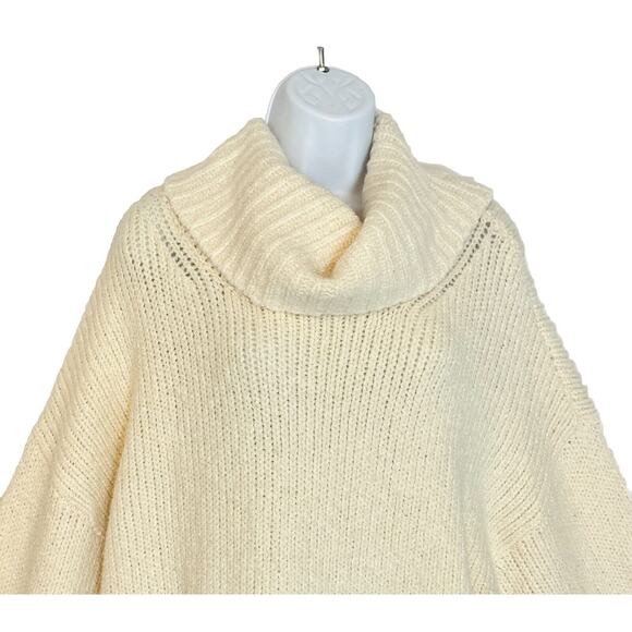 Pilcro Anthropologie Sweater Size L Cream Cowl Neck Oversized Thick Knit Cozy - Picture 3 of 10